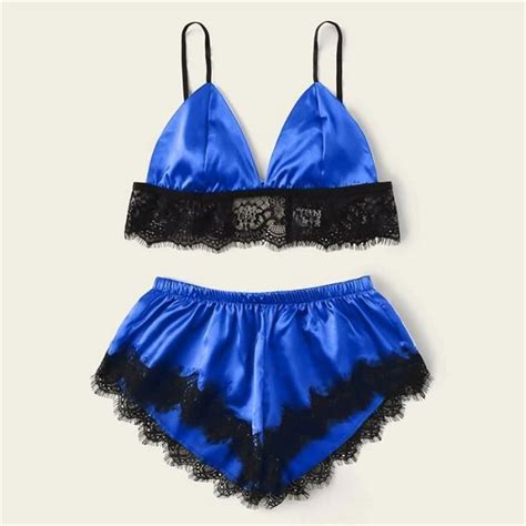 Pyjama Ensemble De Lingerie Sexy En Satin Pour Femmes Styles De Lingerie V Tements De Nuit