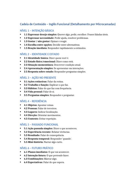 Conteúdo De Inglês 2 Ano Fundamental - Cadeia de Conteudo Ingles Funcional | PDF