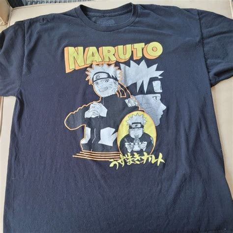 Shirts Vintage Naruto Shippuden 2th Anniversary Men Black Tshirt