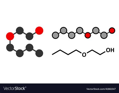 2-butoxyethanol molecule stylized 2d renderings Vector Image