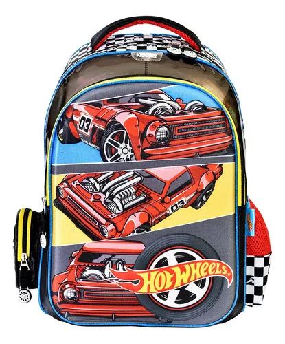 Mochila Hot Wheels Escolar Para Niño Acabado 3d Color Rojo Diseño de la