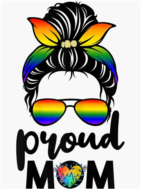 Womens Proud Lgbt Mom Wife Bisexual Pride Lesbian Messy Bun Bi Flag