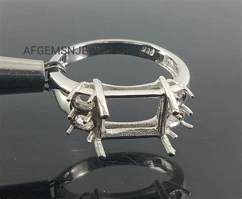 Prong Setting Ring-Semi Mount Ring-7X9MM Octagon & 3X4MM Oval | Etsy