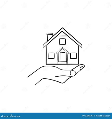 Hand Holding House Hand Drawn Outline Doodle Icon Stock Vector