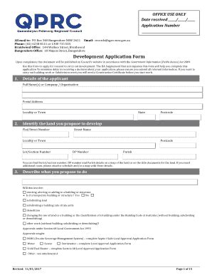 Fillable Online Palerang Nsw Gov Development Application Form