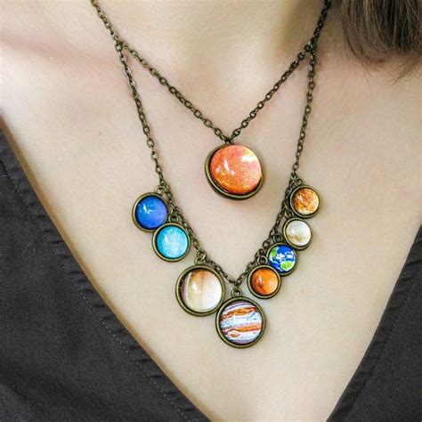 Solar System Necklace Planets Necklace Statement Layered Etsy Solar