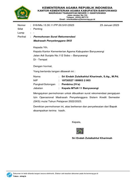 Permohonan Surat Rekomendasi Sks Pdf