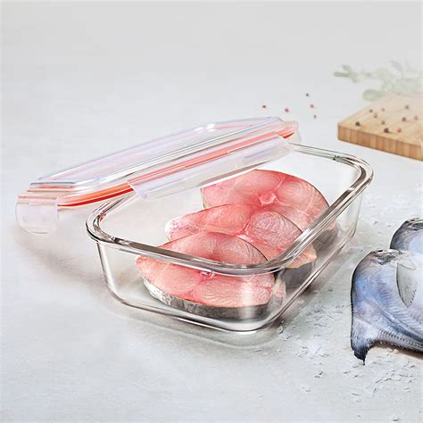 Borosil Klip N Store Glass Storage Container For Kitchen With Air Tight Lid Glass Container For