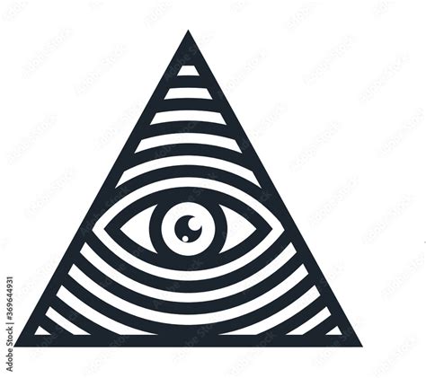 Masonic Illuminati Symbol Eye In Triangle Sign Vector Illustration