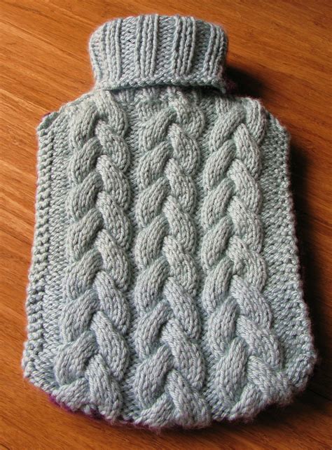 The Cake Plate Toasty Cabled Hot Water Bottle Cover Pattern