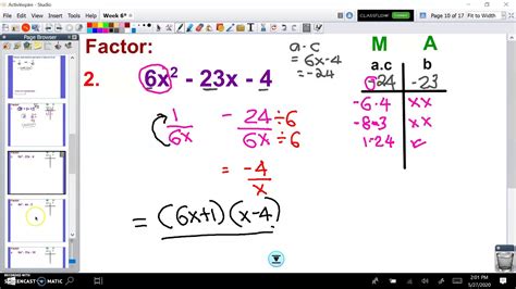 Factoring Quadratic Trinomials When A Is Not 1 Youtube