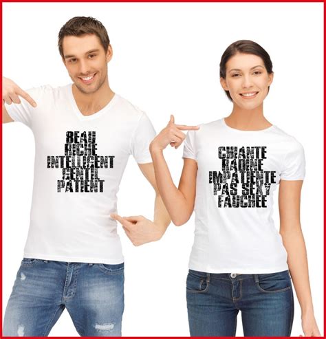 Tee Shirt Duo Pour Le Couple Rigolo Et Original Avec Texte Comique