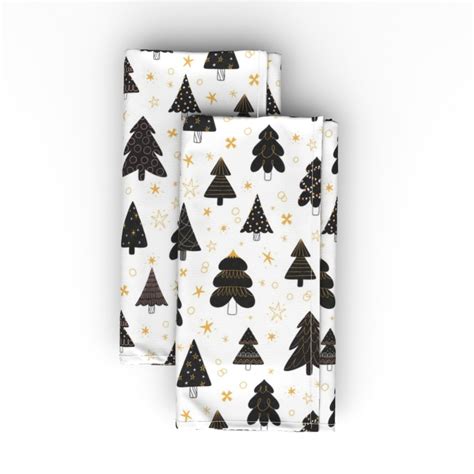 Christmas Trees Pattern Black Cloth Napkin Shutterfly