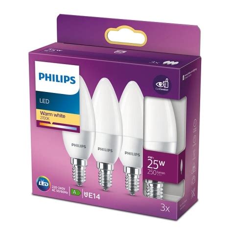 SET 3x LED Glühbirne Philips B35 E14 4W 230V 2700K Beleuchtung