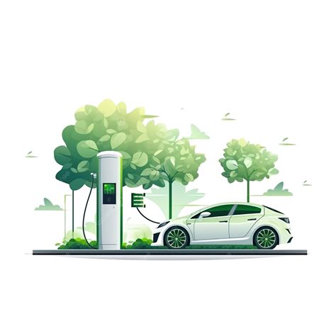 Electric Car Charging Station Concept Illustration For Green Environment Ecology Sustainability