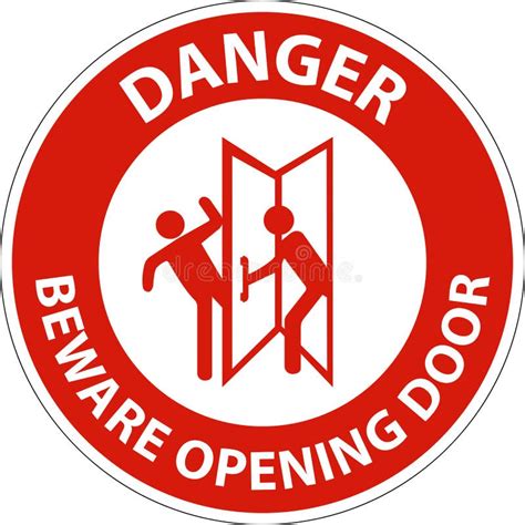 Danger Attention Ouverture Panneau De Porte Sur Fond Blanc Illustration