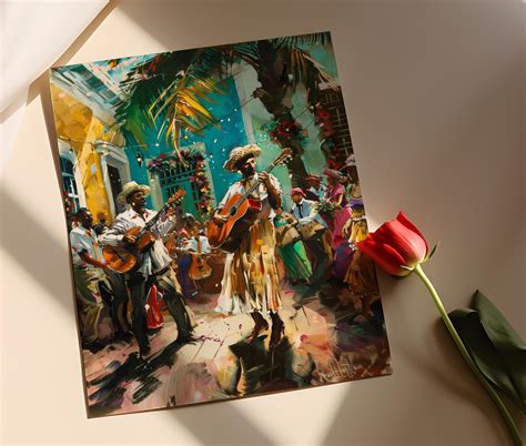 Puerto Rican Parranda Art Print: Caribbean Music Scene, Tropical Home