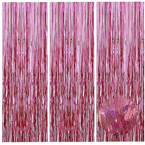 Amazon 3 Pack Pink Tinsel Backdrop3 3 Ft X 8 2 Ft Pink Streamers