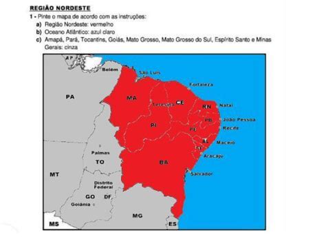 Reji O Nordeste Pinte O Mapa De Acordo As Instru Es Me Ajudem Pfv