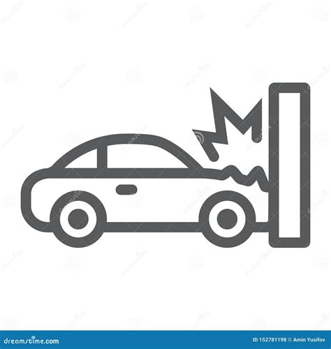 Traffic Accident Line Icon Disaster And Auto Car Crash Sign Vector