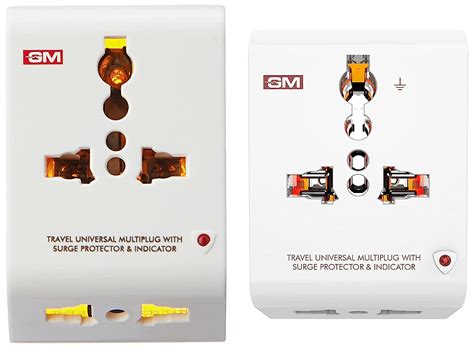 GM 3012 3 Pin Travel Universal Multi Plug With Surge Protector