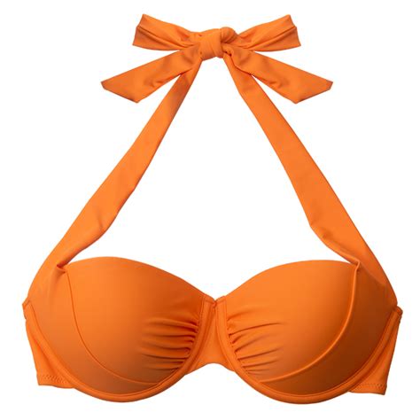 Orange Halter Wide Straps Bikini Top