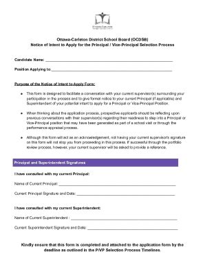 Fillable Online OCDSB S Notice Of Intent To Apply Form Fax Email Print