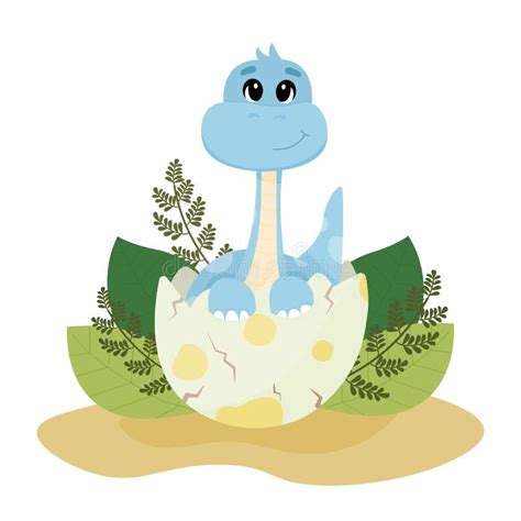 Un Dinosaure Bleu Dans Un Oeuf Dinosaure Diplodocus En Style Dessin