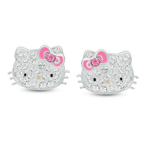 Childs Crystal Hello Kitty® Stud Earrings In Sterling Silver View