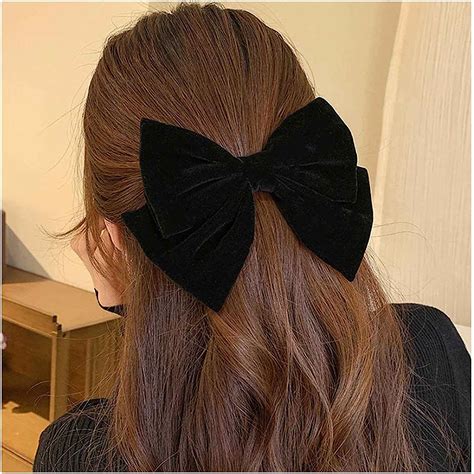 Inilbran Vintage Satin Bow Hair Barrettes Large Velvet Bow Hair Clips