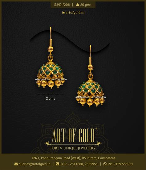 Emerald Jhumkas In Gold Art Of Gold Jewellery Coimbatore Antique