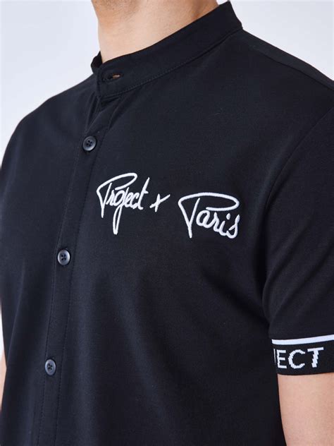 Embroidered logo short-sleeve shirt - Black