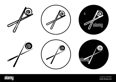 Chopsticks Holding Sushi Roll Outline Icon Vector Logo Set Collection