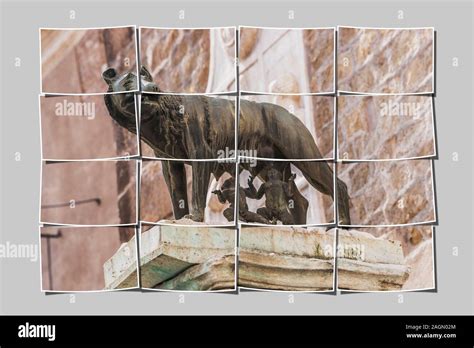 Statue des Kapitolinischen Wölfin (Lupa Capitolina) ist ein Wolf ...