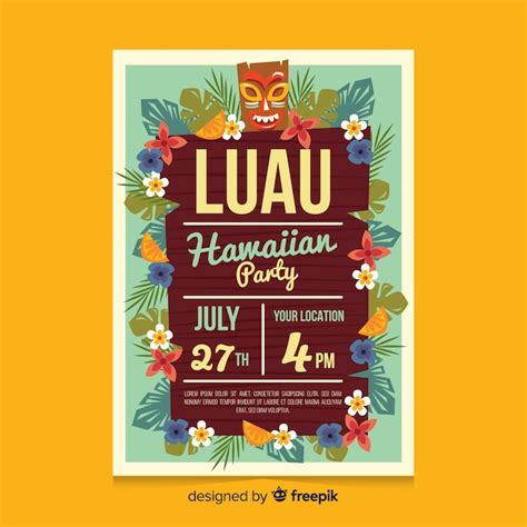 Board Luau Party Plakat Vorlage Premium Vektor