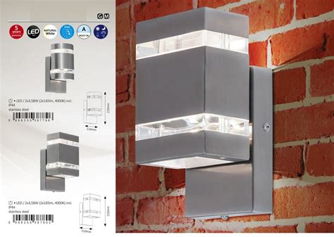 RABALUX NOWOCZESNY KINKIET ELEWACYJNY LED IP44 8780 CAMBRIDGE INOX