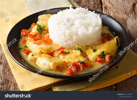 Ecuadorian Cuisine Pescado Encocado Fish Coconut Stock Photo