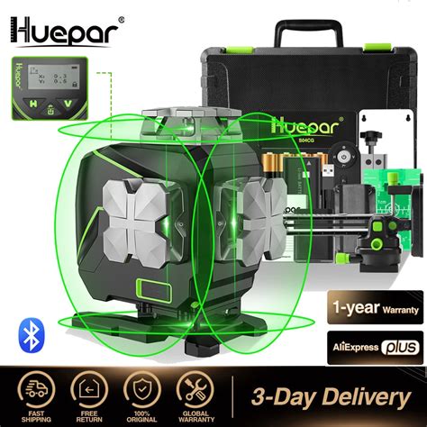 Huepar Nivel láser S04CG 16 líneas 4D línea cruzada Bluetooth y