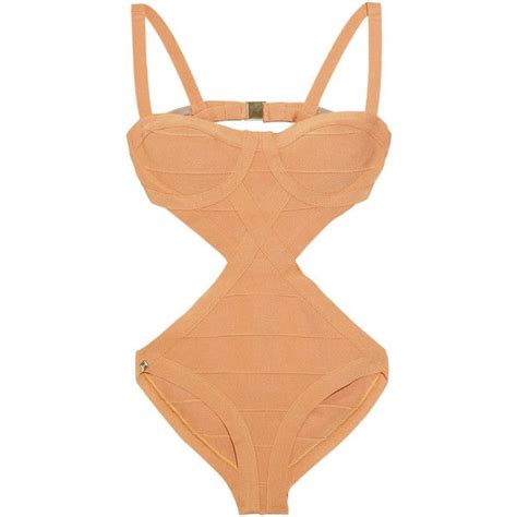 Hervé Léger Cutout bandage swimsuit 475 liked on Polyvore Bandage