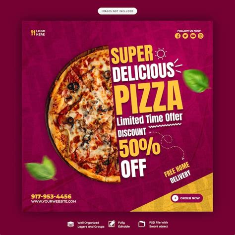 Free Psd Food Menu And Delicious Pizza Social Media Banner Template