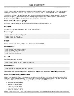 Fillable Online Sql Quick Guide Fax Email Print Pdffiller