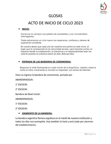 Glosas Acto De Inicio Ciclo Glosas Acto De Inicio De Ciclo