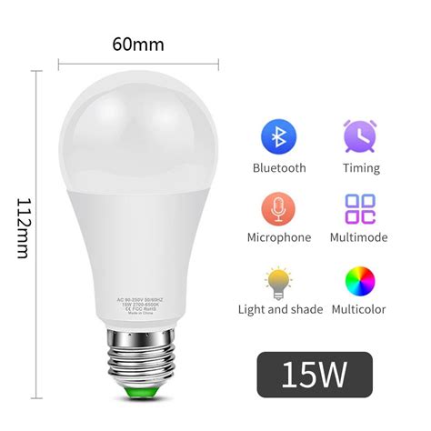 LED Smart Bluetooth Bulb E27 Interface App Control RGB Bulb Dimmable