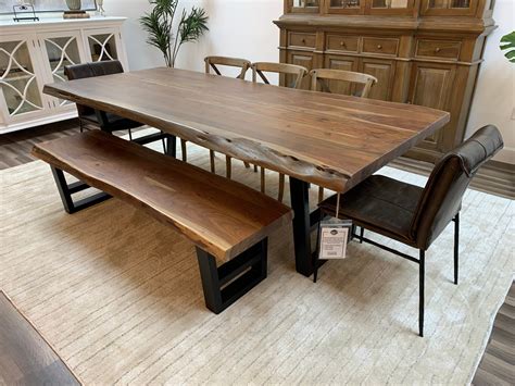 Malcolm Acacia 96" Live Edge Dining Table - Natural + Gray - snyders