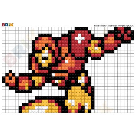 Iron Man Pixel Art Grid