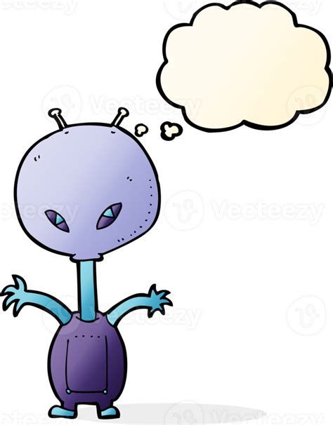 Cartoon Space Alien With Thought Bubble 43488699 Png