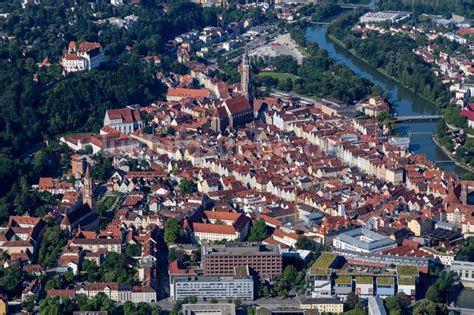 Landshut Von Oben Altstadtbereich Und Innenstadtzentrum In Landshut