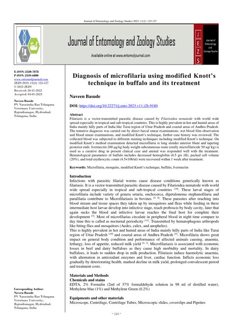 (PDF) Diagnosis of microfilaria using modified Knott's technique in ...