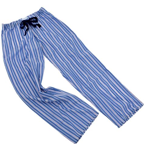 Pj Bottoms In Fine Cotton Deep Blue And Dark Pink Stripe The Pyjama House