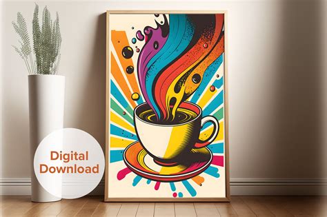 Coffee Wall Art, Retro Pop Art, Colorful Coffee Poster, Vintage Wall ...